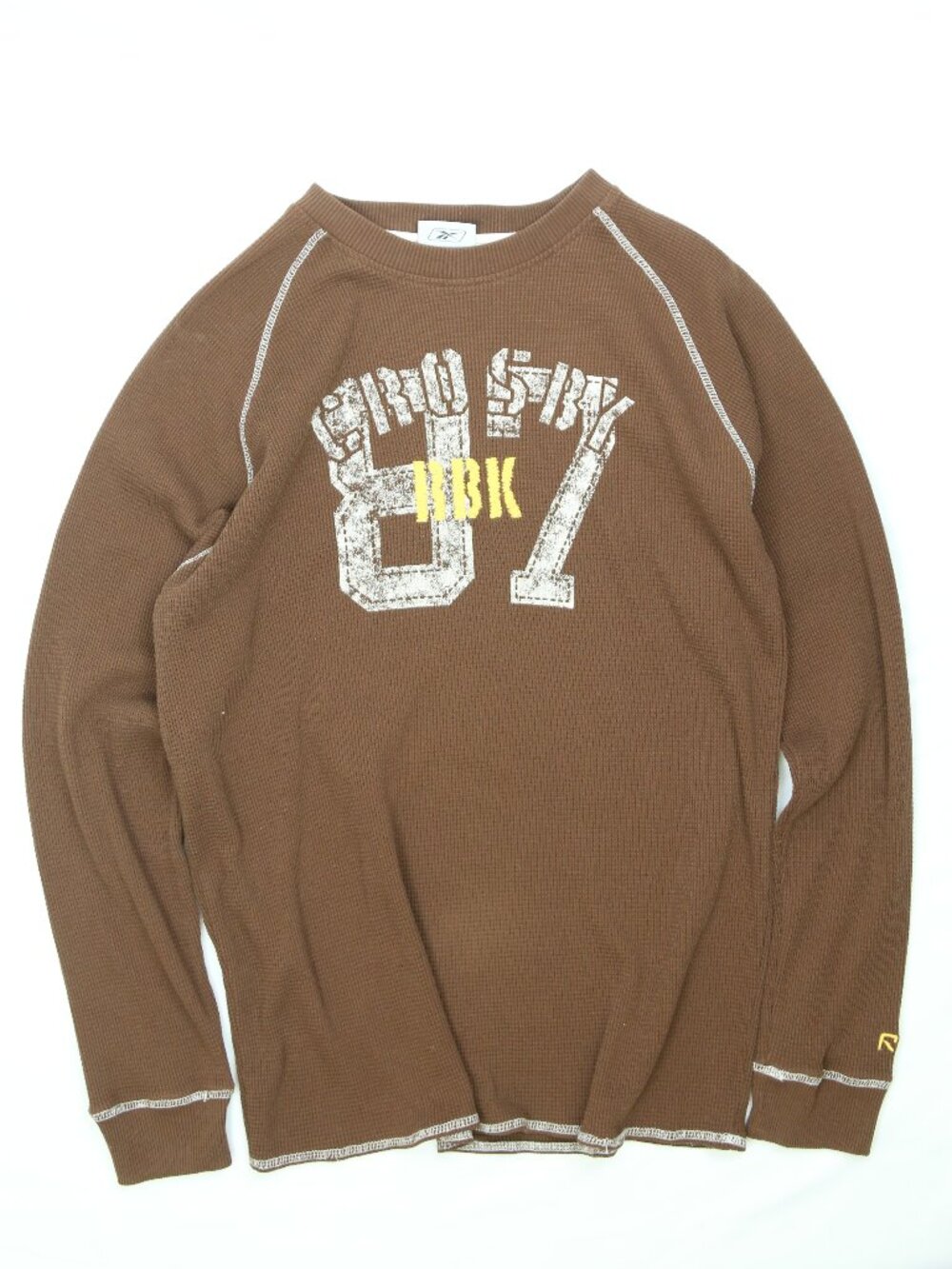 Men's Brown Reebok Waffle Knit Thermal Long-sleeve Size Large